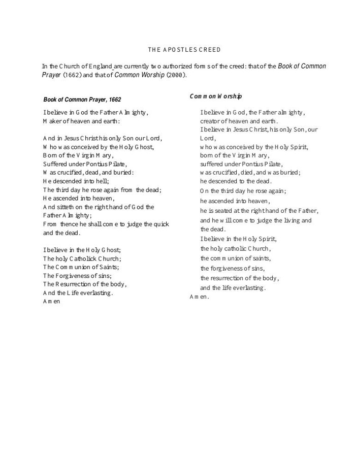 The Apostles' Creed: Two Authorized Forms cover