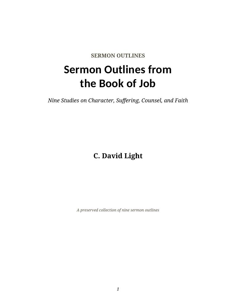 Sermon Outlines from the Book of Job cover